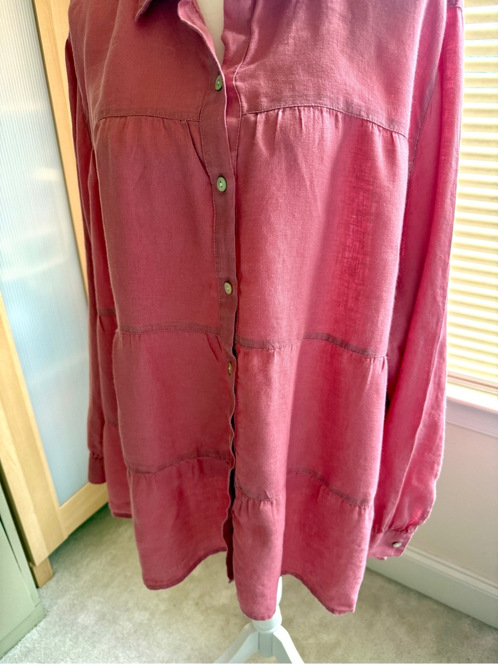 J. Jill Love Linen Rose Button-Down Tunic Linen Shirt 3X - Picture 4 of 11